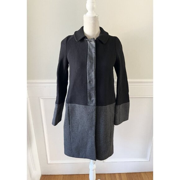 Gerard Darel Wool Blend Colorblock Coat With Removable Collar - Size EU 36 US 4 - Picture 2 of 5